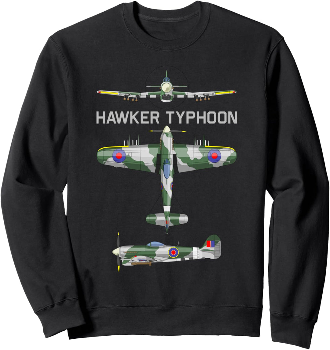 Hawker Typhoon Britisches WW2 Jagdbomber Flugzeug Diagramm Sweatshirt