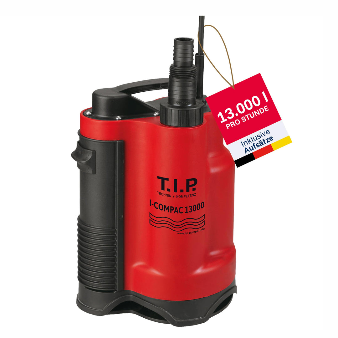 T.I.P. 30191 I-Compac 13000 Schmutzwasser Drainage-Tauchpumpe (bis 13.000 l/h Fördermenge, Förderhöh