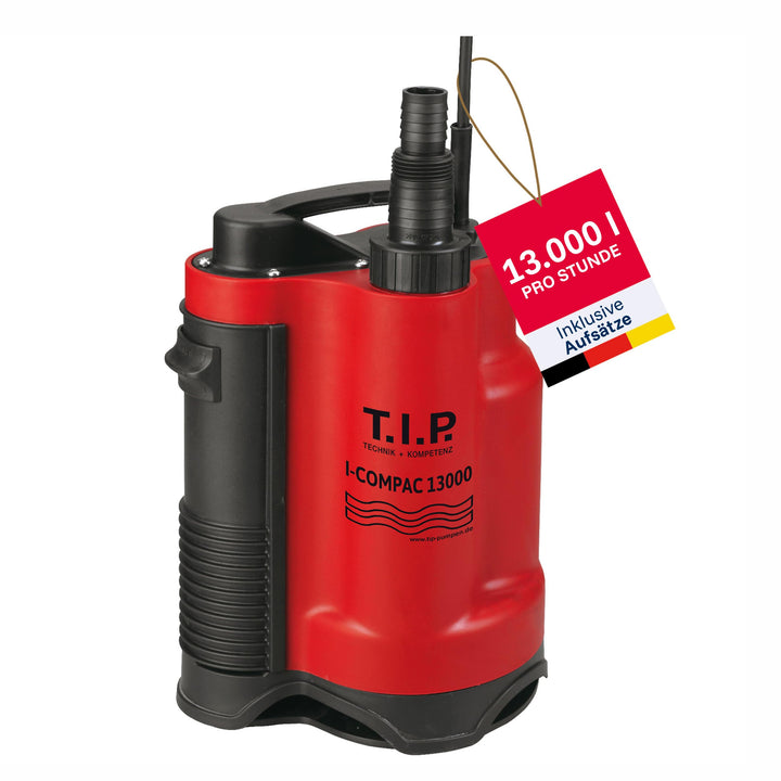T.I.P. 30191 I-Compac 13000 Schmutzwasser Drainage-Tauchpumpe (bis 13.000 l/h Fördermenge, Förderhöh