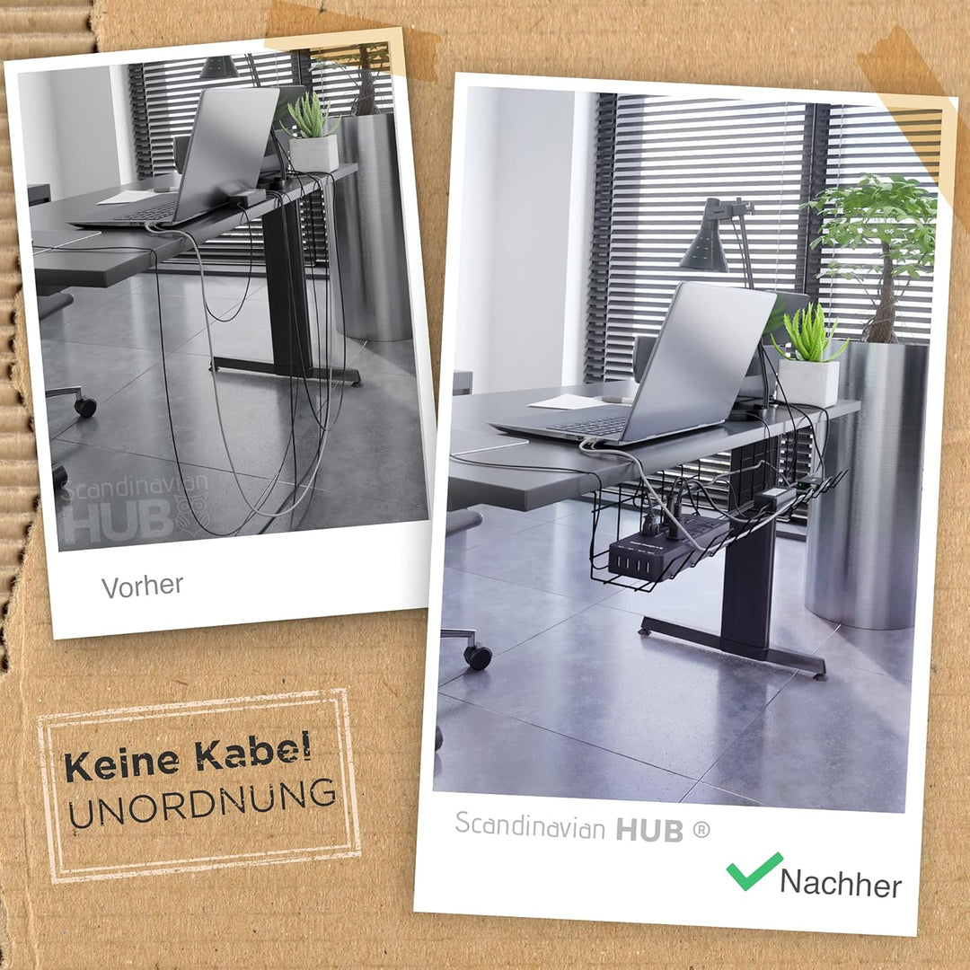 Kabelmanagement-Ablage für die Schreibtischunterseite – Schreibtisch-Kabelhalter für das Büro und Zu