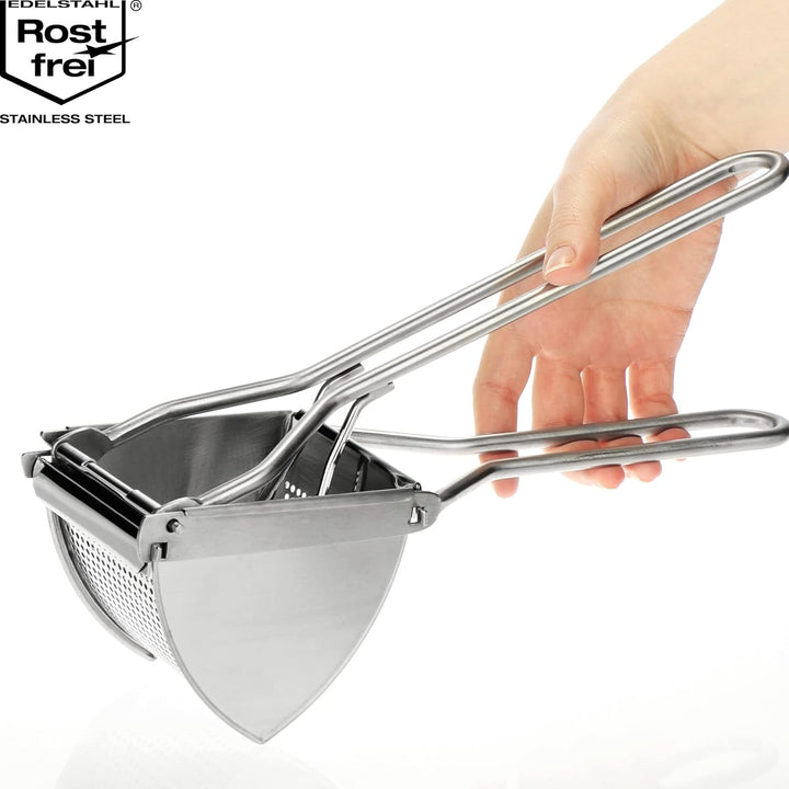 com-four® 2x Kartoffelpresse aus rostfreiem Edelstahl, spülmaschinengeeignet - Spätzlepresse - Spagh