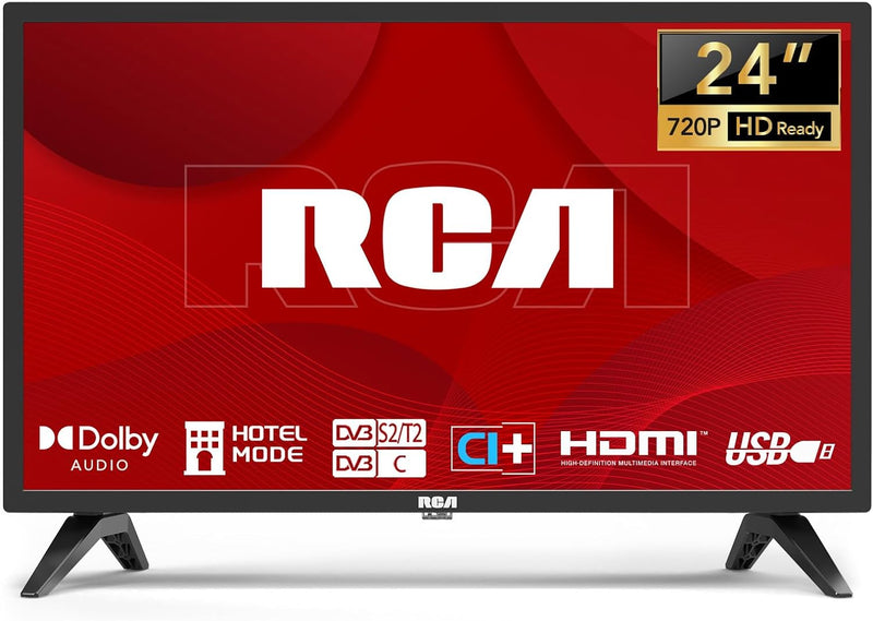 RCA TV 24 Zoll Fernseher(60cm) HD Ready Dolby Audio Triple Tuner(DVB-T/T2-C-S/S2) USB Media Player H