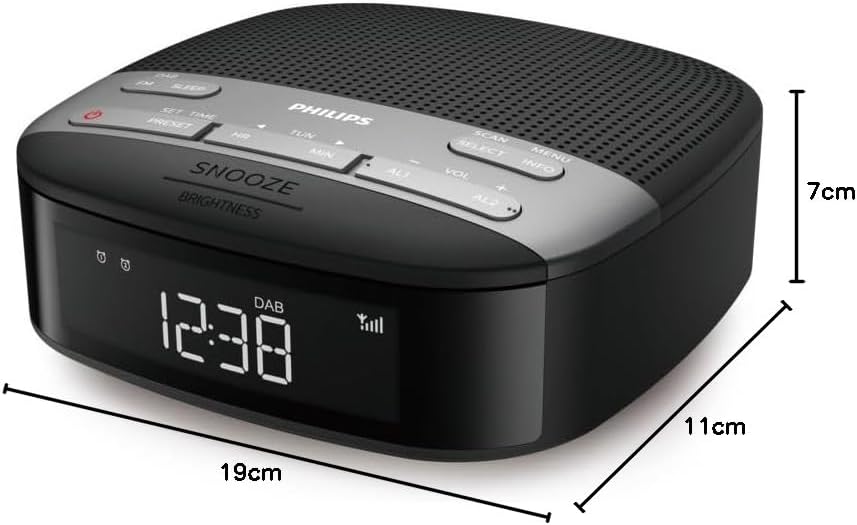 Philips Audio Radiowecker Radio DAB+ (Doppelter Alarm, Sleep Timer, Kompaktes Design, DAB+/UKW Digit