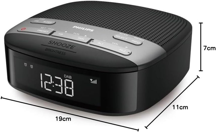 Philips Audio Radiowecker Radio DAB+ (Doppelter Alarm, Sleep Timer, Kompaktes Design, DAB+/UKW Digit