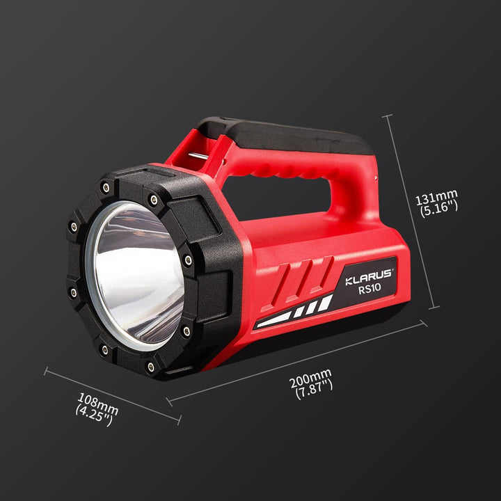 klarus RS10 Wiederaufladbare Handscheinwerfer 800 Lumen Suchscheinwerfer mit weissem/rotem COB-Licht