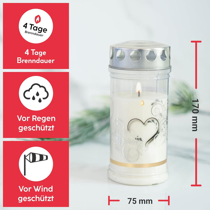 10er Sets HOFER GRABKERZEN 4 Tage Brenndauer - Das Original [Verbundenheit Select] Trauerkerzen mit