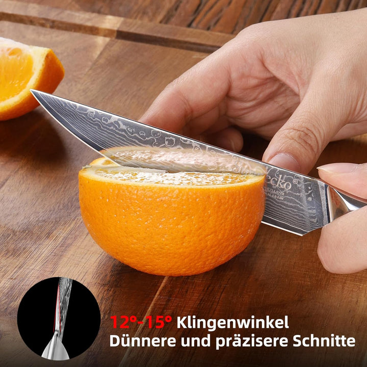 Sunnecko 12,7cm Damast Steakmesser - Profi Damastmesser Damastmesser Scharf Messer mit Ergonomischer