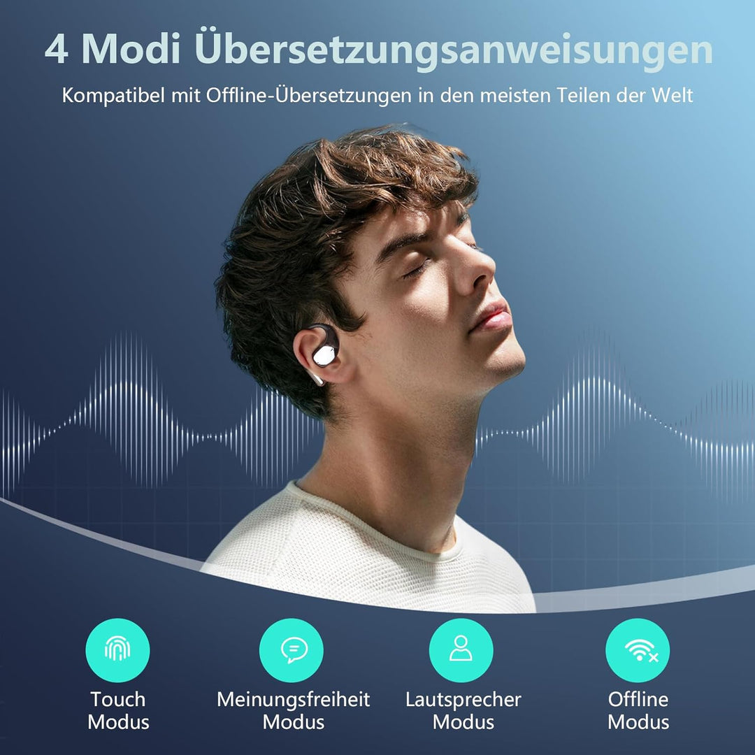 AI Kopfhörer Übersetzer 3-in-1, Bluetooth 5.4 Echtzeit Sprachübersetzer Kopfhörer 164 Sprachen & 7 M