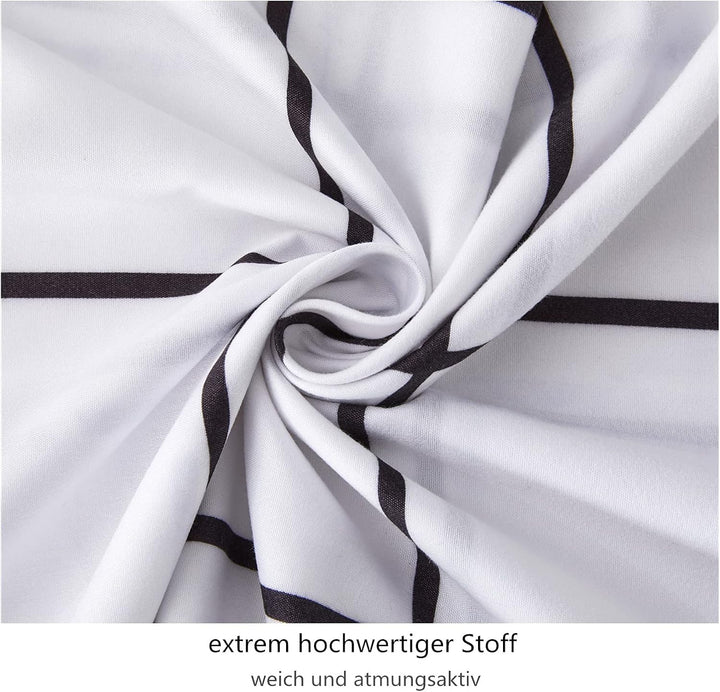 Boqingzhu Baumwolle Bettwäsche 135x200cm Kariert Schwarz Weiss Wende Bettwäsche Set Karo Bettbezug 1
