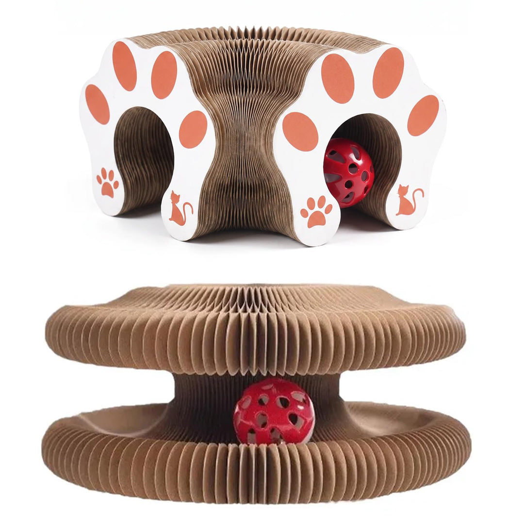 Huotflame Magic Organ Katzen Kratzbrett – Faltbares 3-in-1 Kratzspielzeug mit Glöckchen &amp; Katzenhöhl