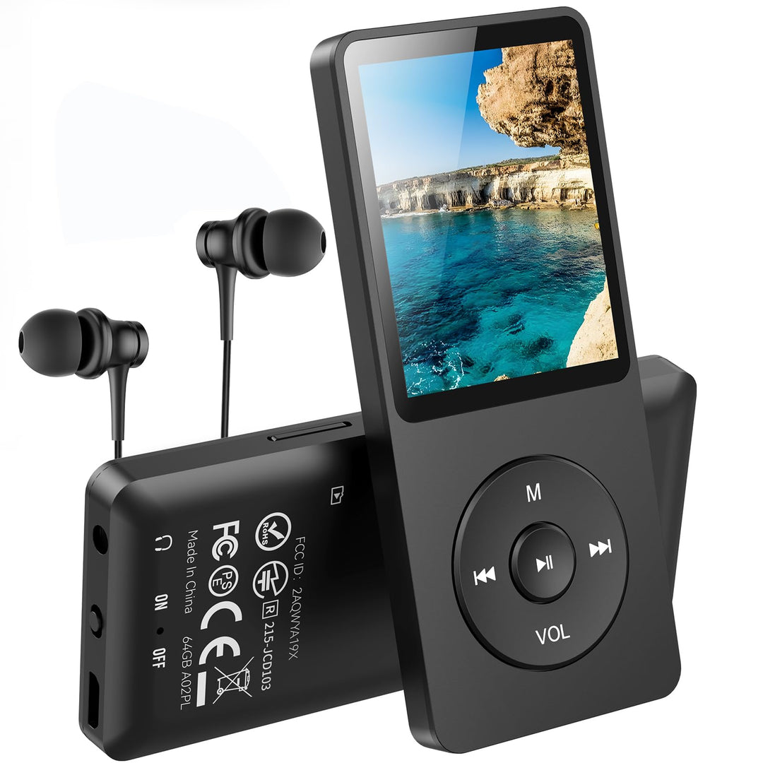 AGPTEK 64 GB Klassischer MP3 Player, 70 Stunden Akkulaufzeit tragbare HiFi Musik Player mit Kopfhöre