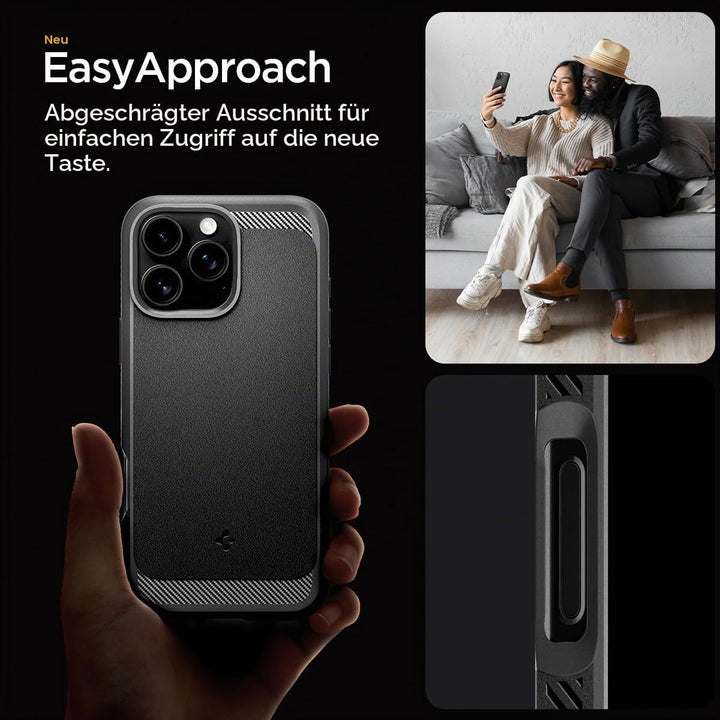 Spigen Rugged Armor MagFit Hülle für iPhone 16 Pro, Kompatibel mit MagSafe Zubehör -Matte Black iPho