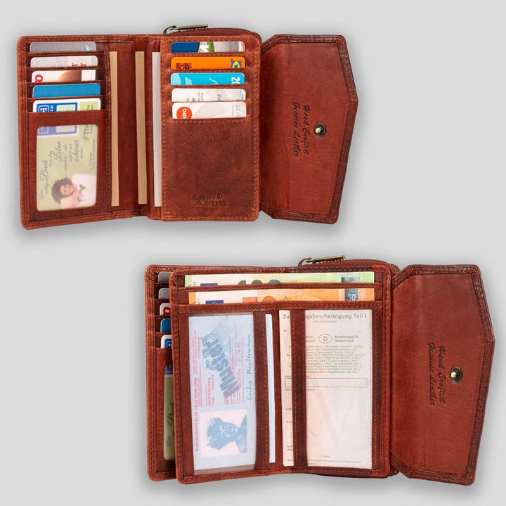 MATADOR [Sevilla RFID Blocker Leder Portemonnaie Damen| Geldbeutel Portmonee Damen mit Geschenk Box|
