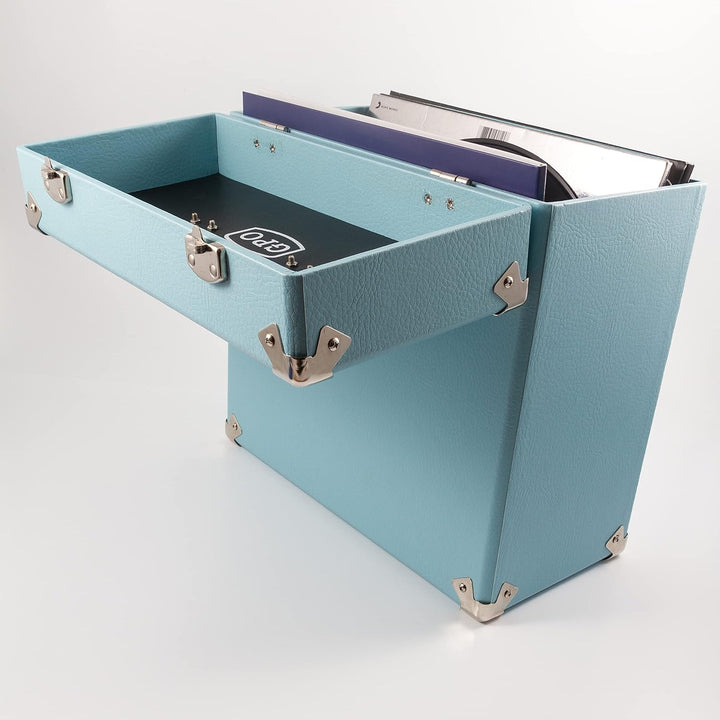 GPO CASE12 Tragbares Aufbewahrungsbox für 12" Schallplatten (für bis zu 30 Vinyl-Schallplatten), Bla