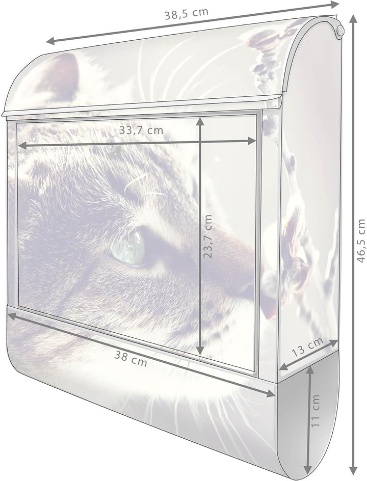 banjado® Design Briefkasten mit Motiv Weidenkätzchen 39x47x14cm &amp; 2 Schlüssel - Briefkasten Stahl Si