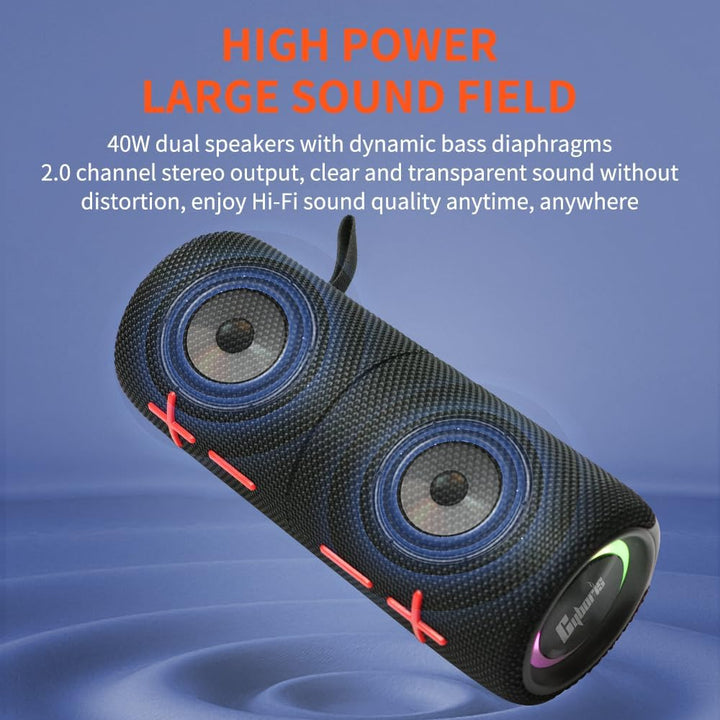 CYBORIS 2-in-1 Tragbarer 40W Dual Bluetooth Lautsprecher, Wasserdichter Musikbox V5.3 mit Tiefem Bas