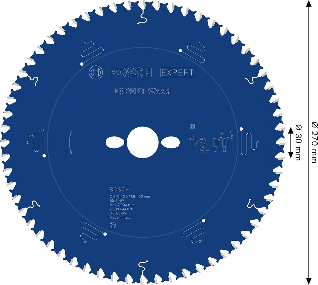 Bosch Professional 1x Kreissägeblatt Expert for Wood (Holz, Sägeblatt Ø 270 x 30 x 2,8 mm, 60 Zähne,