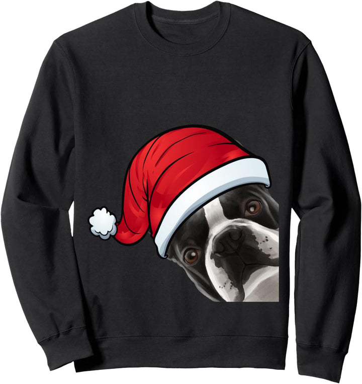 Weihnachten Hund Weihnachtsmann Boston Terrier Sweatshirt