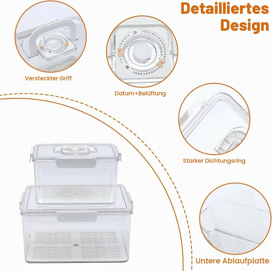 Brot Aufbewahrungsbox 2er Set Datumsanzeige mit integriertem Griff