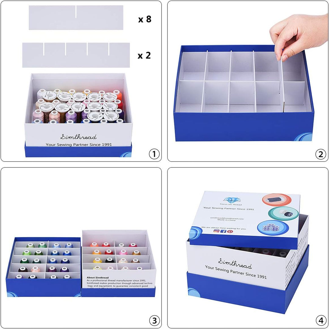 Simthread Maschinenstickgarn und Tear Away (Reissvlies) Maschinen Stickvlies mit Aufbewahrungskiste