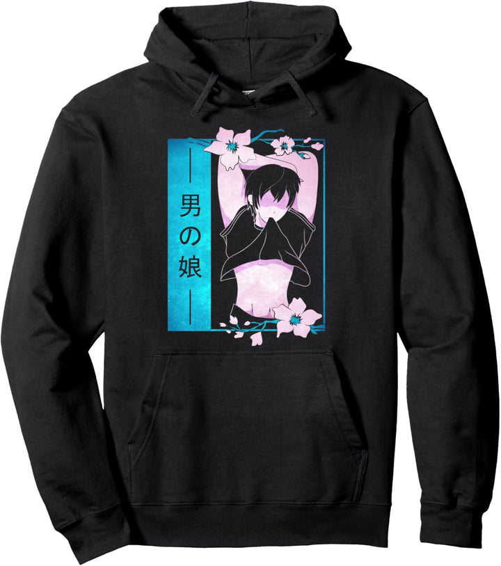 Femboy Anime Boy Japanese Pastel Goth Aesthetic Sakura Pullover Hoodie