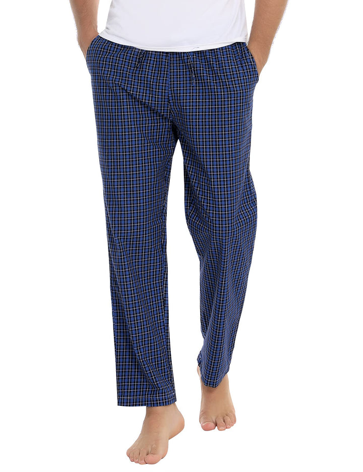 Aseniza Herren Schlafanzughose Lang Baumwolle Karierte Schlafhose Pyjamaunterteil Pyjamahose Freizei