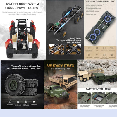 OnundOn RC LKW Ferngesteuert 1:16 Fernbedienung Auto Modell Militär Spielzeug RC Army Truck 2,4G 6WD