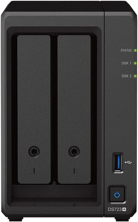 Synology DS723+ 2-Bay Diskstation NAS (AMD Ryzen™ 4 Threads R1600 Dual-Core 2GB Ram 2xRJ-45 1GbE LAN