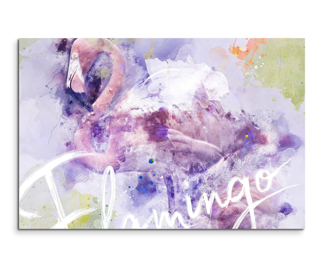 Paul Sinus Art Bild Leinwand 120x80cm Flamingo in Altrosa, 120x80cm