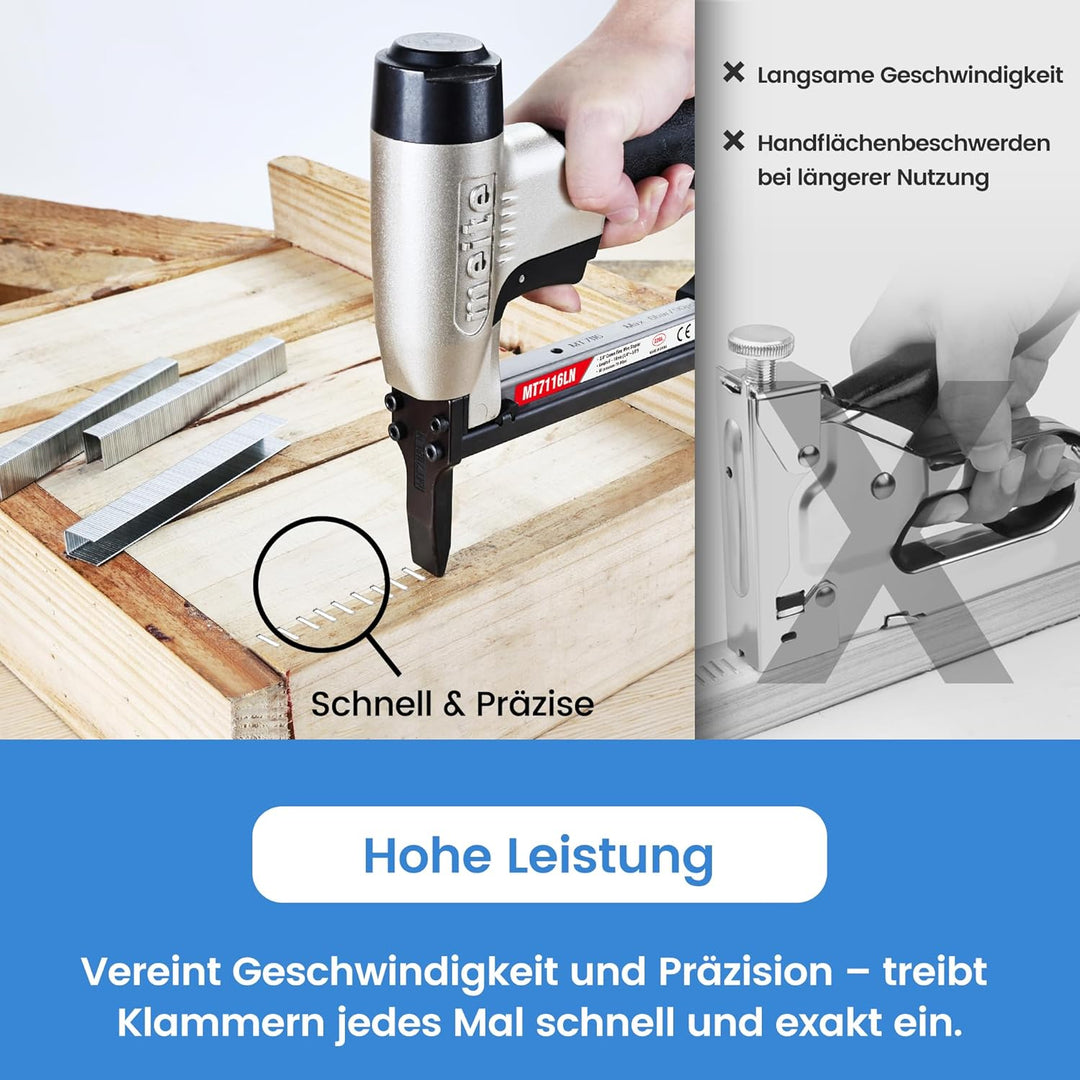 meite MT7116LN Pneumatisches Polsterheftgerät, 22 Gauge, 71 Serie, 3/8 Zoll Krone, 1/4 Zoll bis 5/8