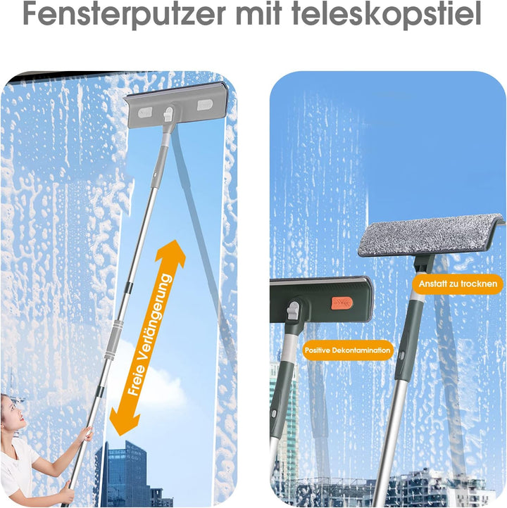 Fensterwischer mit Teleskopstiel - 2 in 1 Teleskopstange fensterreinigung, Reinigungsgerät von 29 bi