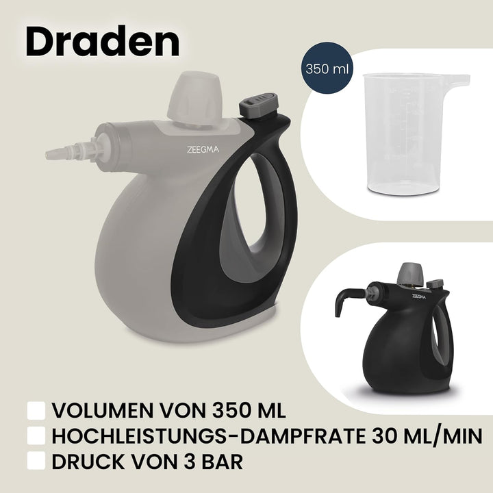 ZEEGMA Draden Dampfreiniger, Handdampfreiniger, Hochdruckreiniger Dampfsauger mit 350ml, Tank Umfang