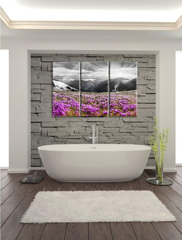 Pixxprint Berglandschaft Regenbogen als Leinwandbild/Grösse: 3 Teilig (120x80) cm/Wandbild/Kunstdruc