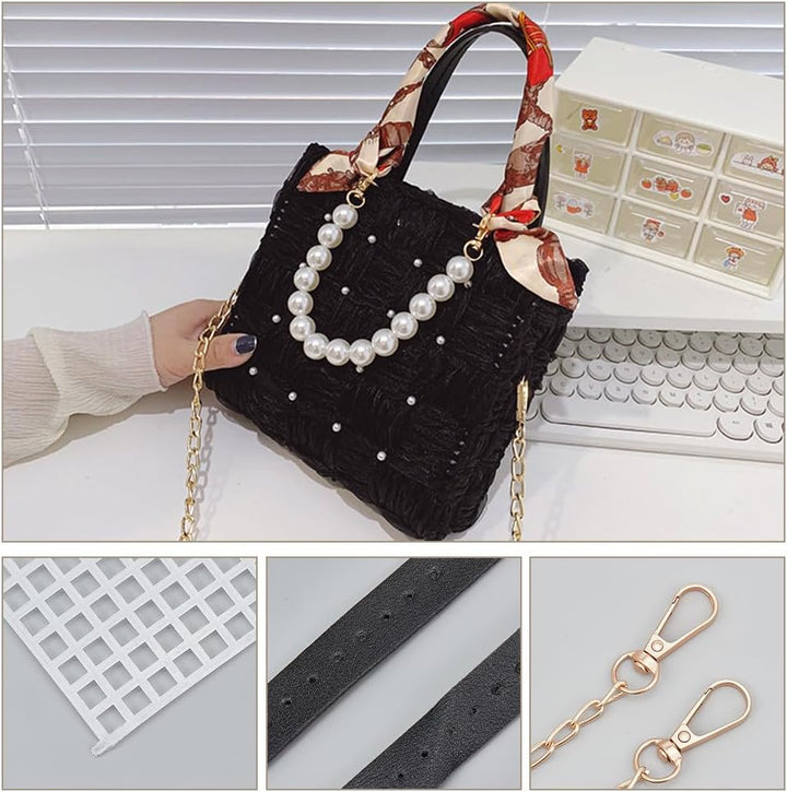 WADORN DIY Strick- Und Häkelhandtaschen-Sets, Handgefertigtes, Gewebtes Taschenherstellungs-Kreuzsti