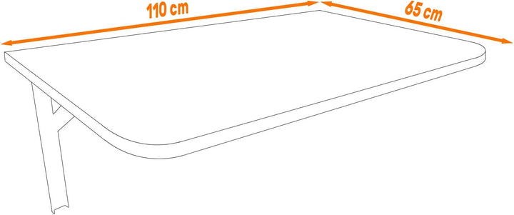 AKKE Klapptisch Wandklapptisch Esstisch - Klappbar Faltbar Platzsparend - Abgerundete Ecken - 110cm