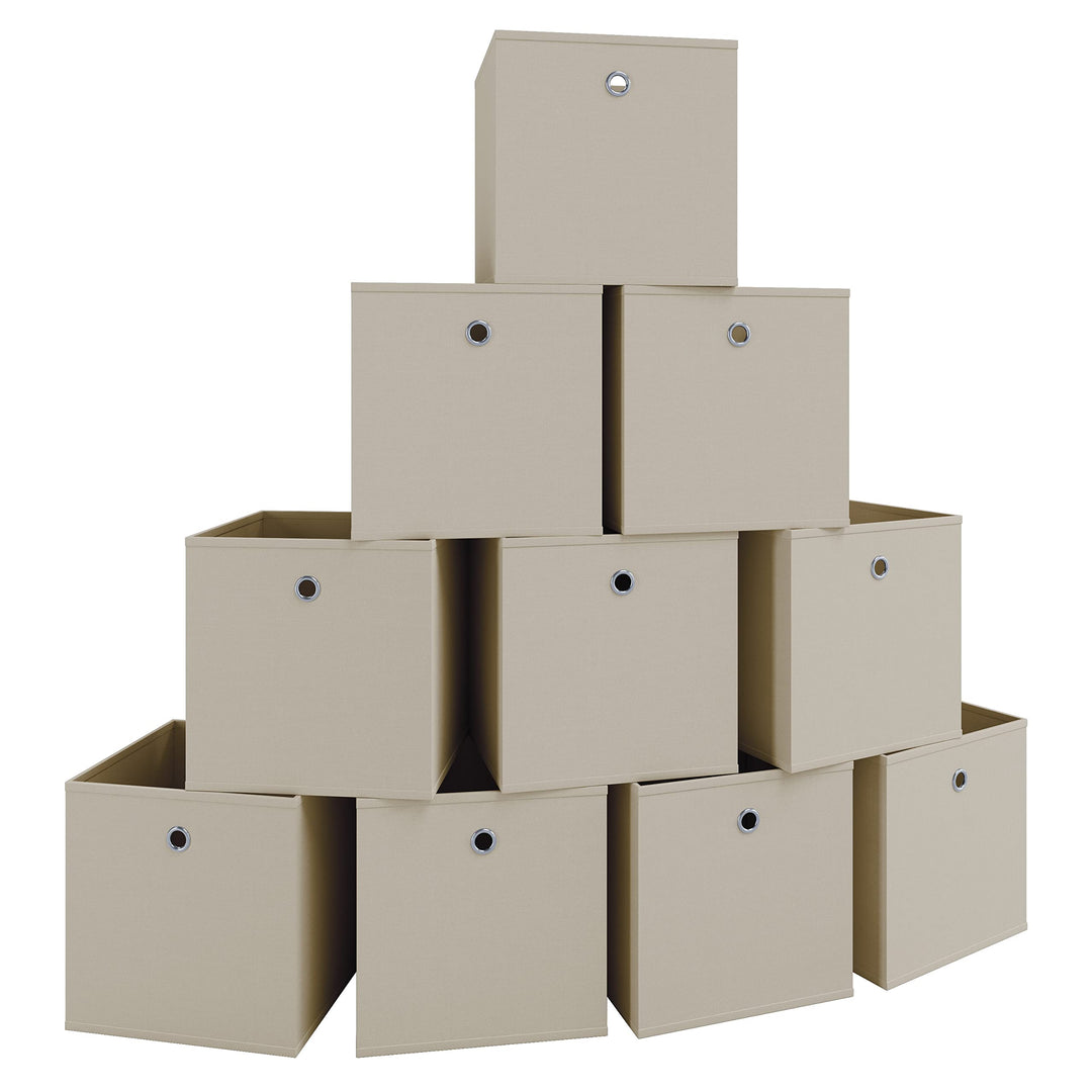 VCM 10er Set Faltbox Klappbox Sammelbox Stoffbox Regalbox Regalkorb ohne Deckel Weiss-Natur 28 x 27