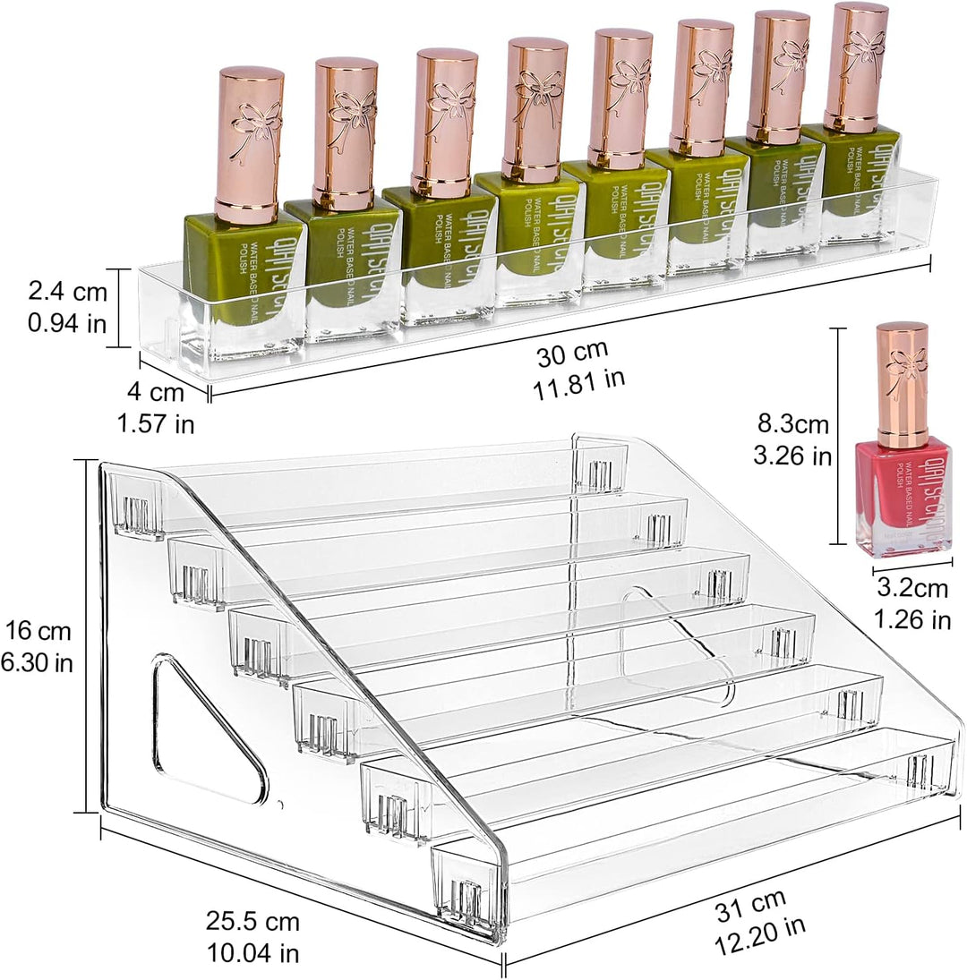 JessLab Nagellack Aufbewahrung, 6-Stufige Klarer Acryl Nagellack Halter Åtherische Öle Kosmetik Vitr