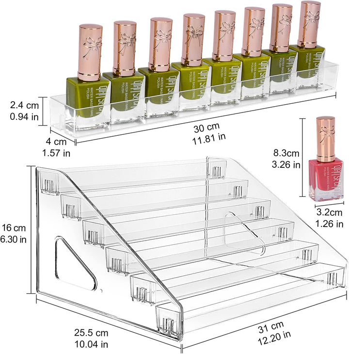 JessLab Nagellack Aufbewahrung, 6-Stufige Klarer Acryl Nagellack Halter Åtherische Öle Kosmetik Vitr