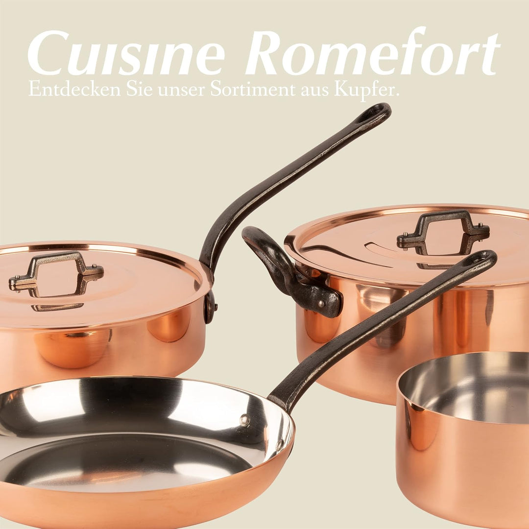 Cuisine Romefort | Kupfertopf verzinnt mit Gusseisengriff und Deckel Ø 20 cm | traditioneller Schmor