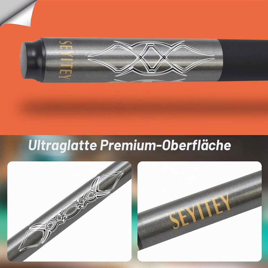 Professionelle Billardqueues, 147,7 cm, Carbon, langlebig, kleiner Kopf, Poolqueues, Billardstock, S