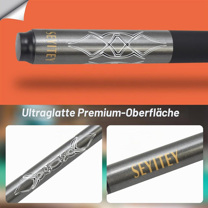 Professionelle Billardqueues, 147,7 cm, Carbon, langlebig, kleiner Kopf, Poolqueues, Billardstock, S