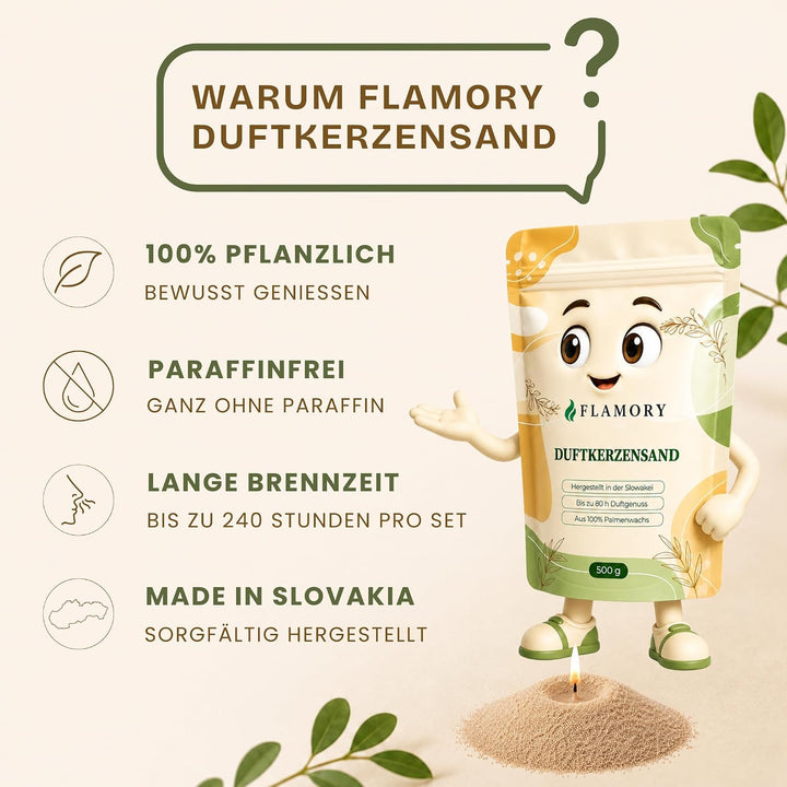Kerzensand mit Duft 3x500g – Duftkerzensand [Orange/Citronella/Verbena] – 18 Dochte inklusive – 100%