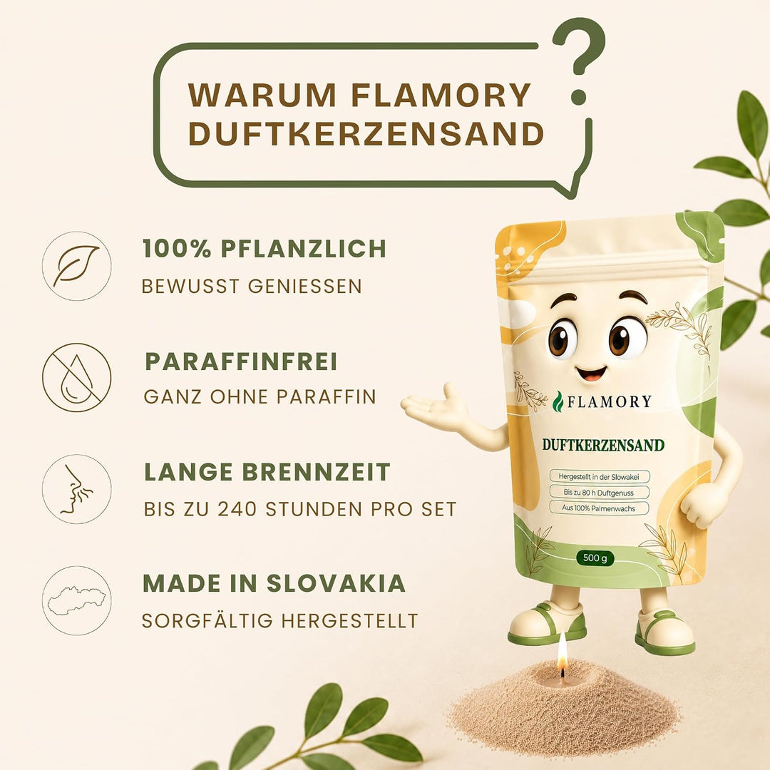 Kerzensand mit Duft Entspannungs Set 3x500g – [Vanille/Lavendel/Sandelholz] – 18 Dochte inklusive –