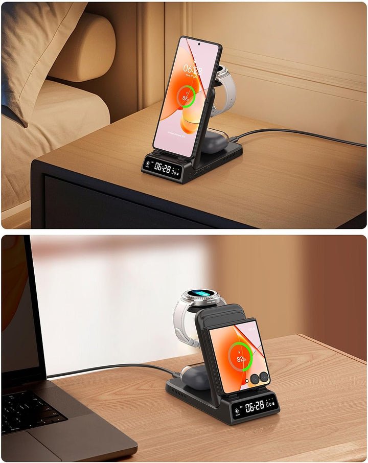 Induktive Ladestation für Samsung Z Flip 8, Faltbare Ladegerät für Samsung | 3 in 1 Kabelloses Ladeg