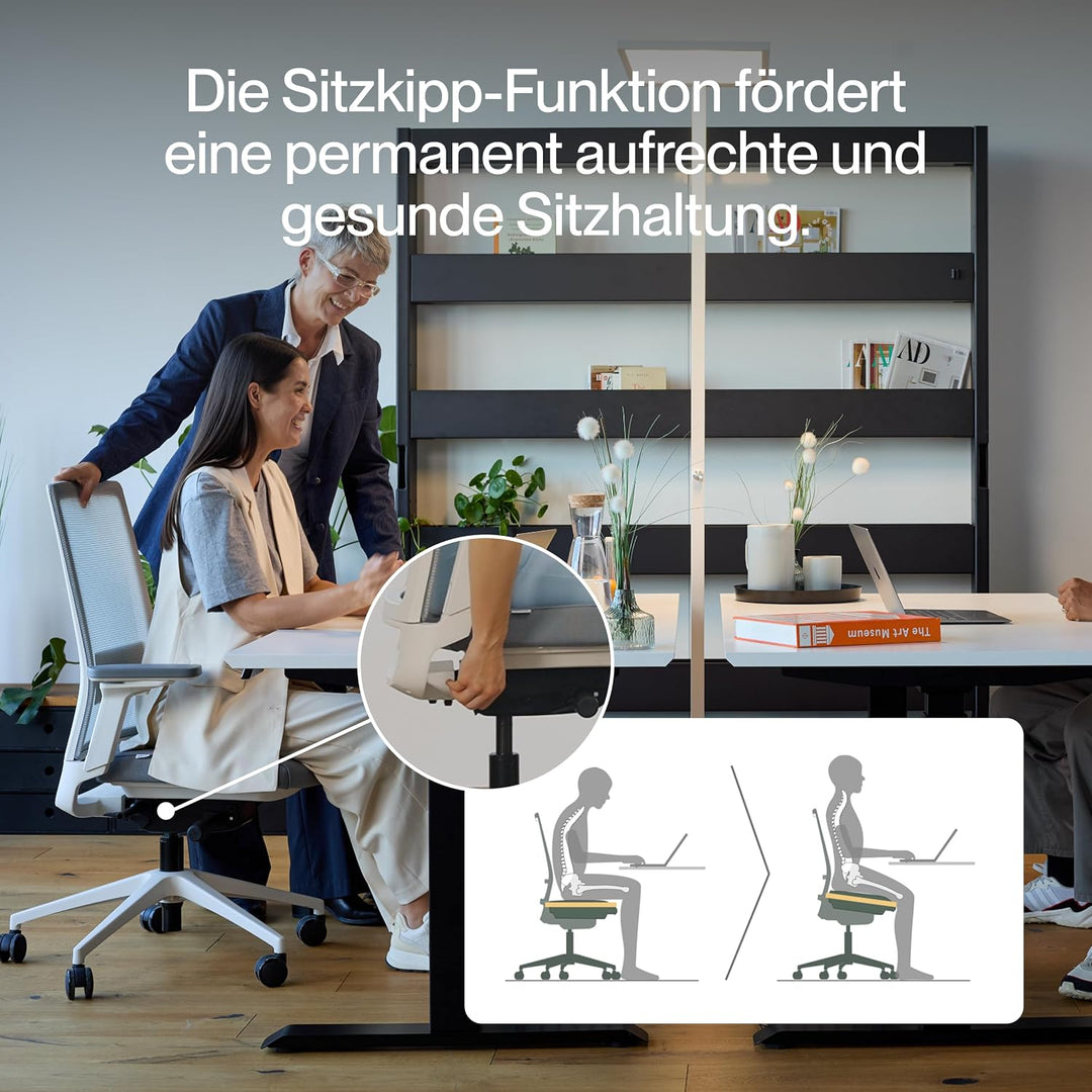 Active Bürostuhl Weiss TESTSIEGER | Ergonomischer Schreibtischstuhl mit Sitzkippfunktion &amp; adaptiver