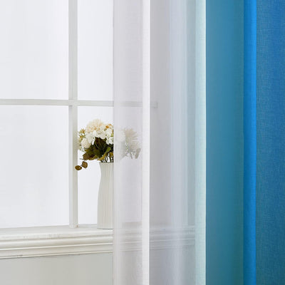 MIULEE 2er Set Voile Vorhang Zweifarbiger Vorhang mit Ösen Transparente Gardine Ösenschal Fenstersch