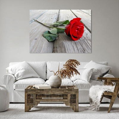 Bilder auf Leinwand 100x70cm Leinwandbild mit Rahmen Blume Holz Pflanze Gross Wanddeko Bild Schlafzi