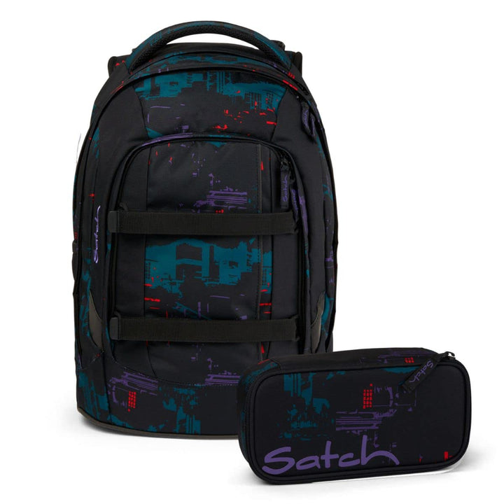 Satch Pack Schulrucksack Set 2tlg. mit Schlamperbox (Night Vision), Night Vision