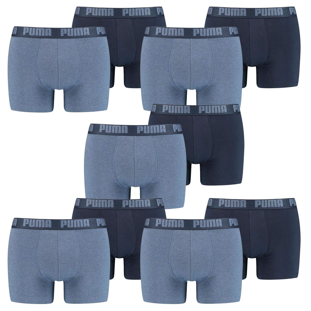 PUMA Herren Boxershorts Unterhosen 100004386 10er Pack, Wäschegrösse:L, Artikel:-037 Denim