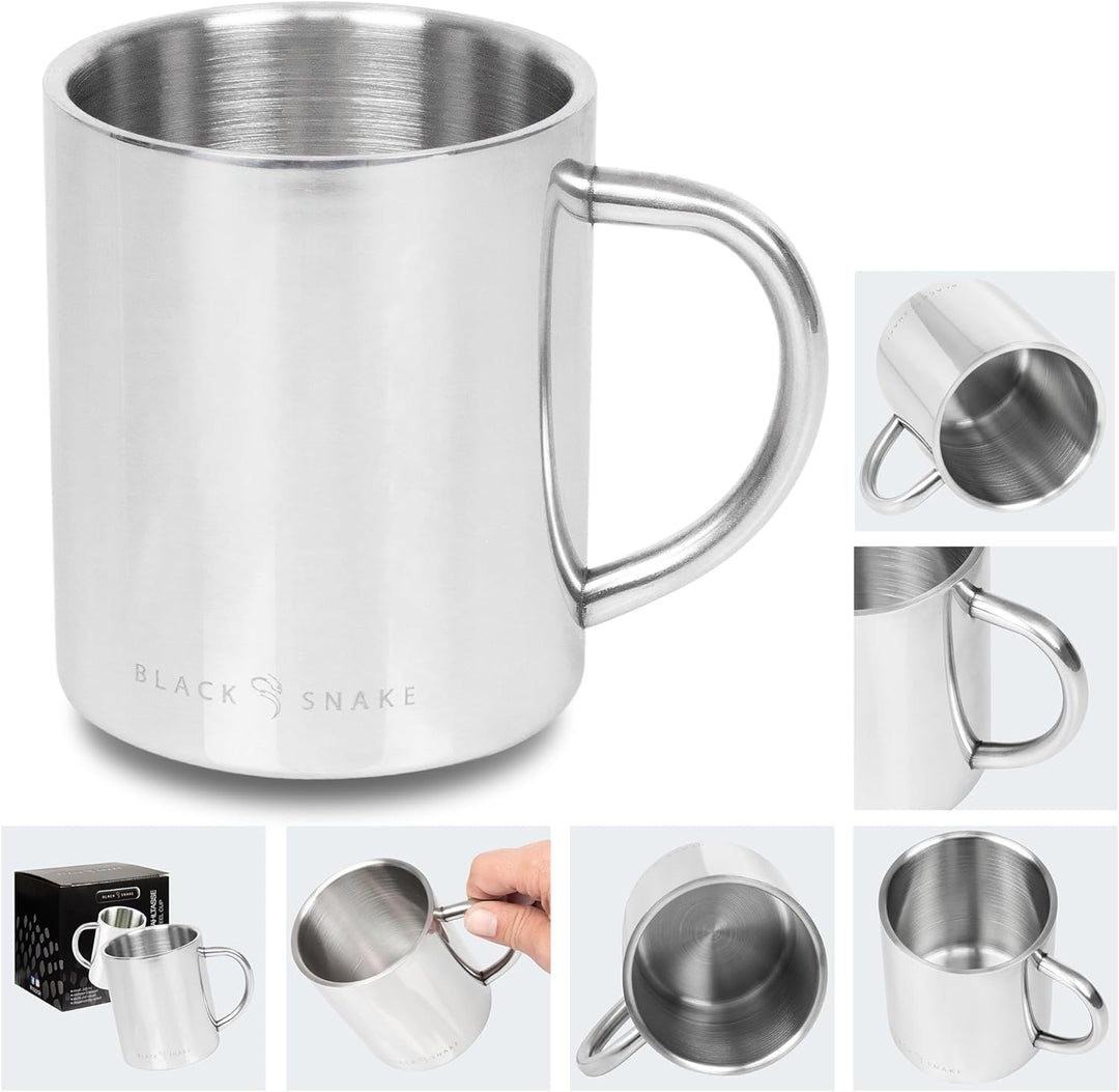 Black Snake® Camping-Thermobecher | Edelstahl-Tasse zum Campen | Outdoor-Thermotasse 300 ml | Set au